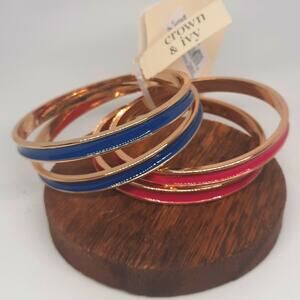 Crown & Ivy Set of 4 Bangles Pink & Blue